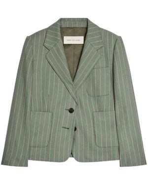 Dries Van Noten Striped Cropped Blazer - Green