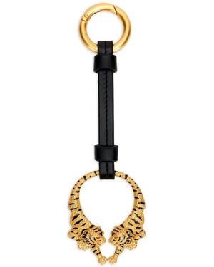Roberto Cavalli Tiger-Head Leather Keyring - Metallic