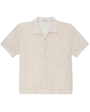 Agua Bendita Jared Embroidered Short-Sleeve Shirt - White