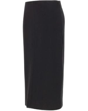 Elena Miro Back-Slit Midi Skirt - Black
