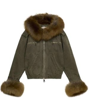 Blumarine Bomberjacke Mit Pelzbesatz - Grün