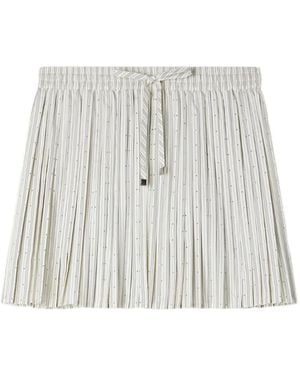 Sandro Mini Striped Rhinestone A-Line Skirt - White