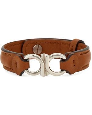 Ferragamo Gancini Adjustable Leather Bracelet - Brown