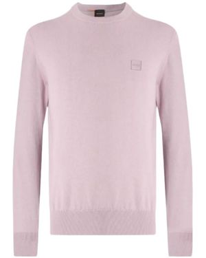 BOSS Logo-Patch Crew-Neck Sweater - Pink