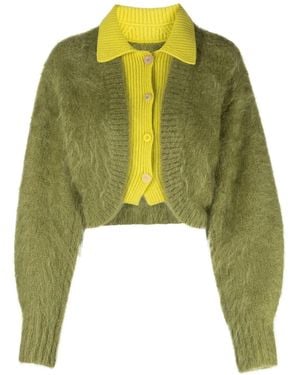 JNBY Layered Spread-Collar Cardigan - Green