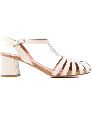 MAISON 21 Cage-Detail T-Bar Sandals - Natural