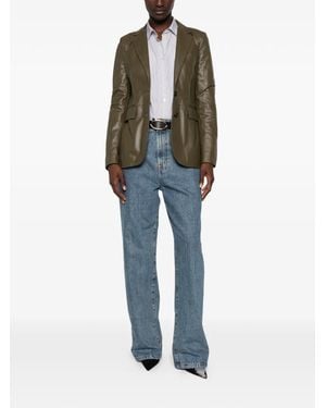 Tagliatore Leather Single-Breasted Jacket - Green