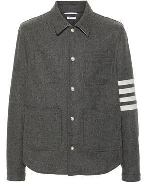 Thom Browne 4-Bar Felted Shirt Jacket - Black