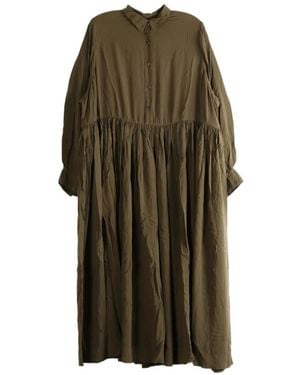 Casey Casey Gathered Long-Sleeve Midi Dress - Green