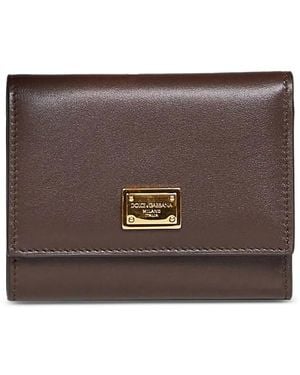 Dolce & Gabbana Portefeuille En Cuir À Plaque Logo - Brown