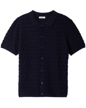 Sandro Jacquard-Knit Bouclé Cardigan - Blue