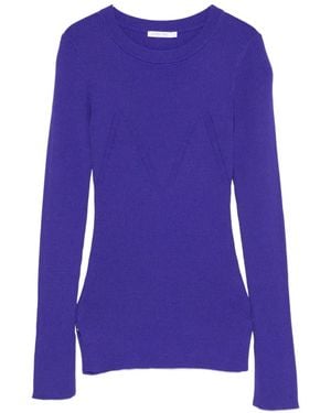 Patrizia Pepe Ribbed-Knit Slim-Fit Knit - Purple