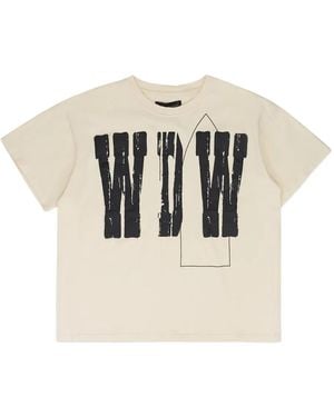 Who Decides War Letter-Print T-Shirt - Natural