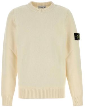 Stone Island Compass-badge Cotton Sweater - ホワイト