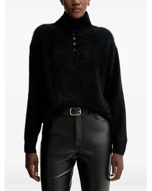 Rag & Bone Jada Buttoned Turtleneck Jumper - Black