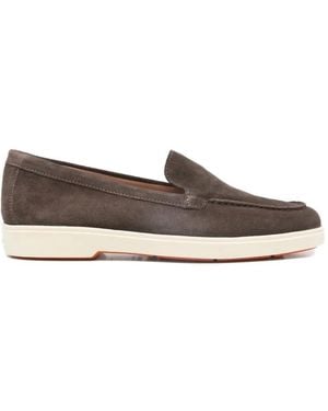 Santoni Yalta Round-Toe Loafers - Brown