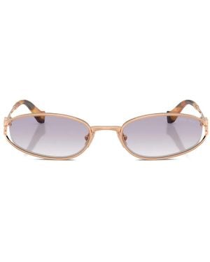 Miu Miu Logo-Plaque Oval-Frame Sunglasses - Pink