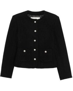 DUNST Button-Up Collarless Jacket - Black