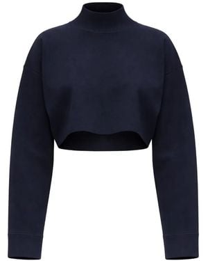 3.1 Phillip Lim High-Neck Cropped Sweatshirt - Blue