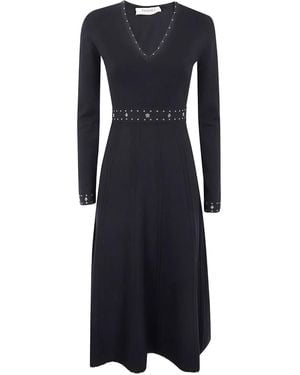 Twinset Embellished V-Neck Dress - Black