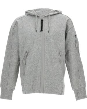 C.P. Company Hoodie Zippé À Patch Logo - Gris