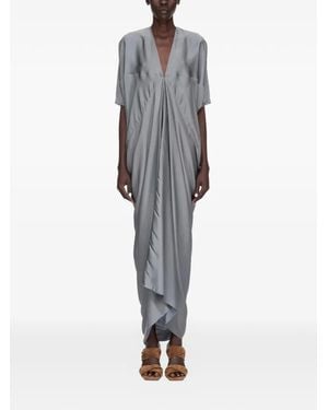 Rick Owens V-Neck Draped Maxi Dress - Gray