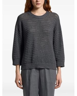 Peserico Open Knit Crew Neck Jumper - Grey