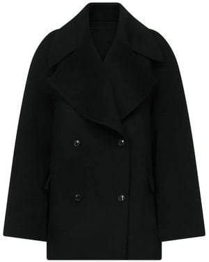 Loulou de Saison Manteau Croisé À Revers Crantés - Noir