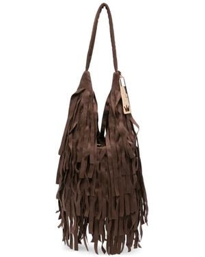 La Milanesa Small Aretha Fringed Shoulder Bag - Brown