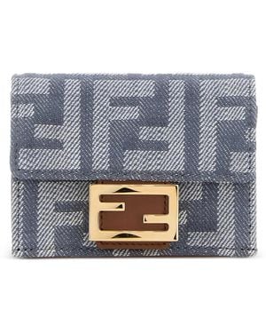 Fendi Mini Baguette Tasche aus Denim - Grau
