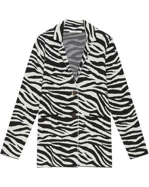 Maliparmi Zebra-Print Button Jacket - White