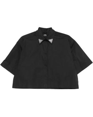 Pinko Chemise Crop À Détails Métallisés - Black