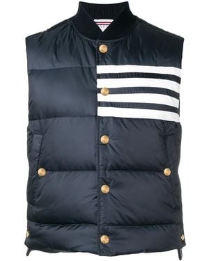 Thom Browne Downfilled 4 Bar Snap Front Vest - Blue