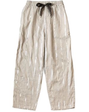 Kapital Striped Drawstring Trousers - ホワイト