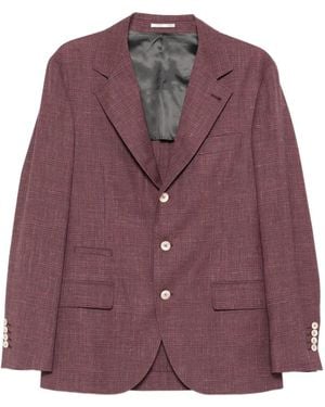 Brunello Cucinelli Check Single-Breasted Blazer - Purple