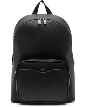 BOSS Monogram-Patterned Backpack - Black