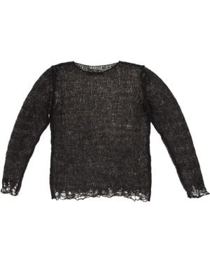Cortana Open-Knit Long-Sleeve Top - Black