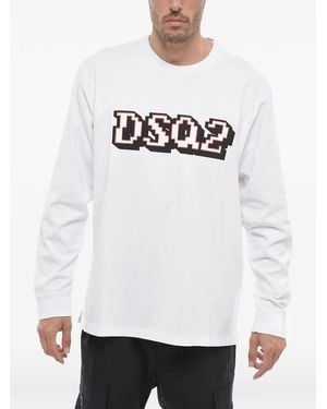 DSquared² Logo-Print Long-Sleeve T-Shirt - White
