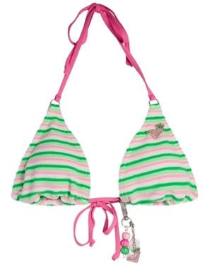 Juicy Couture X Roxy Gestreiftes Frottee-Bikinioberteil - Grün