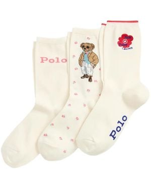 Polo Ralph Lauren ポロベア フローラル靴下 3足組 - ホワイト