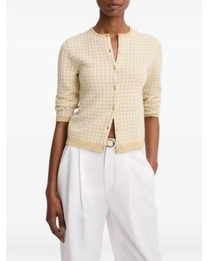 Vince Vest Met Gingham Ruit En Driekwartmouwen - Wit