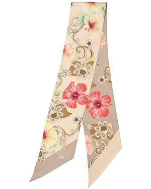 Elizabetta Hawaii Bloom Silk Scarf - Wit