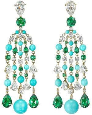 Anabela Chan Raindrop And Emerald Earrings - Blue
