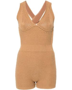 Max Mara Gebreide Playsuit - Naturel