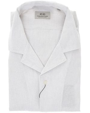 Corneliani Striped Camp-Collar Shirt - White