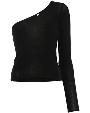 Baserange One-Shoulder Ribbed-Knit Top - Black