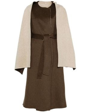 P.A.R.O.S.H. Cape-Detail Belted Coat - Natural