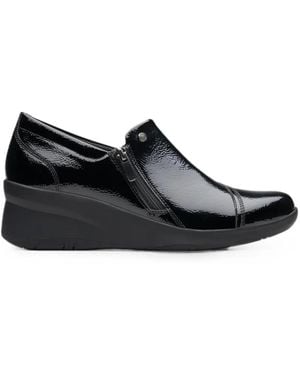 Clarks Suttyn Zip Wedge Loafers - Black