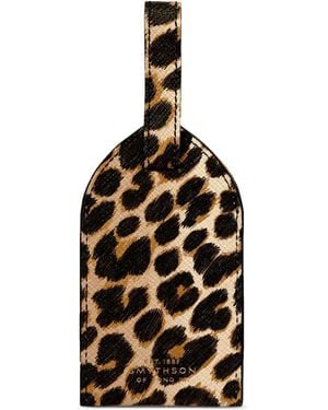 Smythson Leopard-Print Luggage Tag - Black