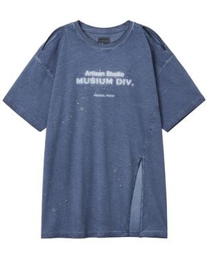 Musium Div. T-Shirt À Fente Latérale - Blue